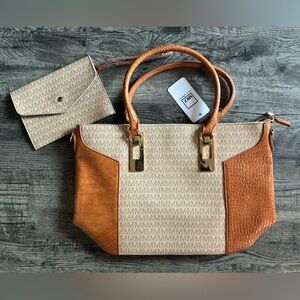 Mia K Purse Fula Shoulder Bag PU Croc Leather w/matching wristlet